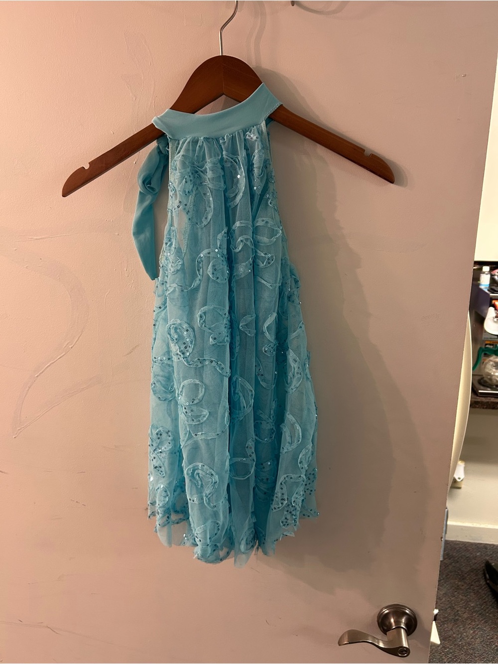Light Blue Halter Lace Overlay Dress/Going Out Top